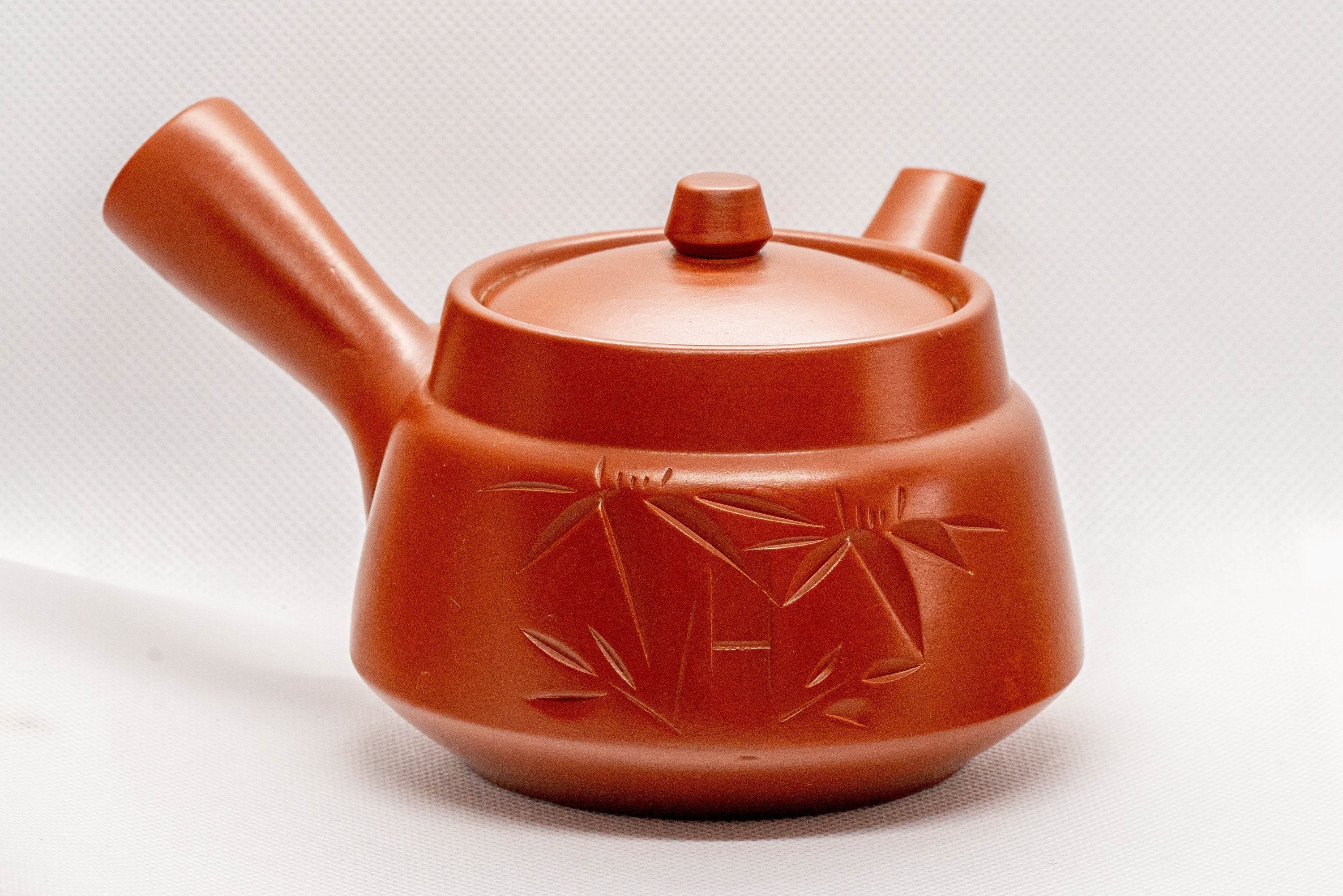 Japanese Tea Set - Red Shudei Tokoname-yaki Debeso Kyusu with 5 Teacups - Tezumi