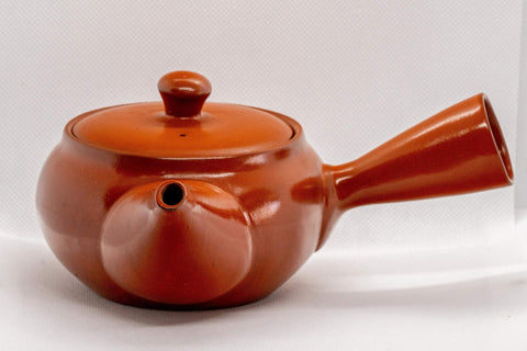 Tezumi — Japanese Kyusu - Tokoname-yaki Ceramic Teapot with Mesh Strainer - 300ml — three-quarter view from the opposite side