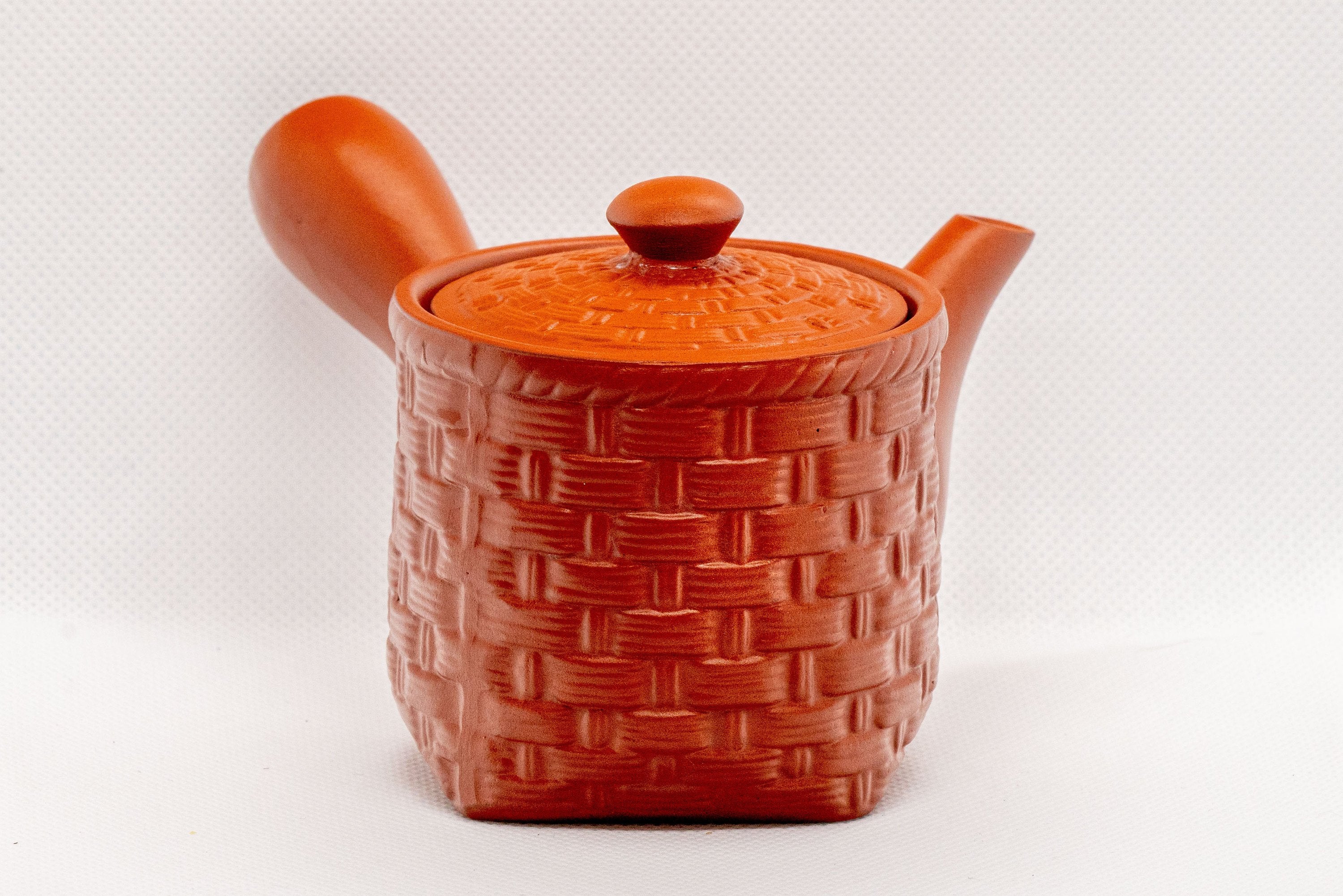 Japanese Kyusu - Small Basket-patterned Tokoname-yaki Ceramic Teapot - 165ml