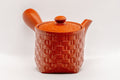 Japanese Kyusu - Small Basket-patterned Tokoname-yaki Ceramic Teapot - 165ml - side profile showing the spout and side handle