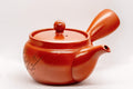 Japanese Kyusu - Floral Engraved Red Shudei Tokoname-yaki Ceramic Teapot - 300ml - Tezumi