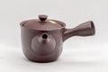 Japanese Kyusu - Tall Banko-yaki Ceramic Teapot - 170ml - front view of the purple Banko-yaki clay teapot with side handle to the left