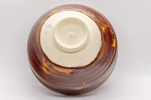 Tezumi — Japanese Matcha Bowl - Dojimari-gata — tipped to show the interior