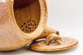 Tezumi — Japanese Kyusu - Maru-gata Hagi-yaki Do-ake Teapot - 350ml — side profile showing the spout and handle