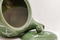 Japanese Kyusu - Green Tokoname Ceramic Teapot with Mesh Strainer - White Clay Mishima Inlay 290ml - Tezumi