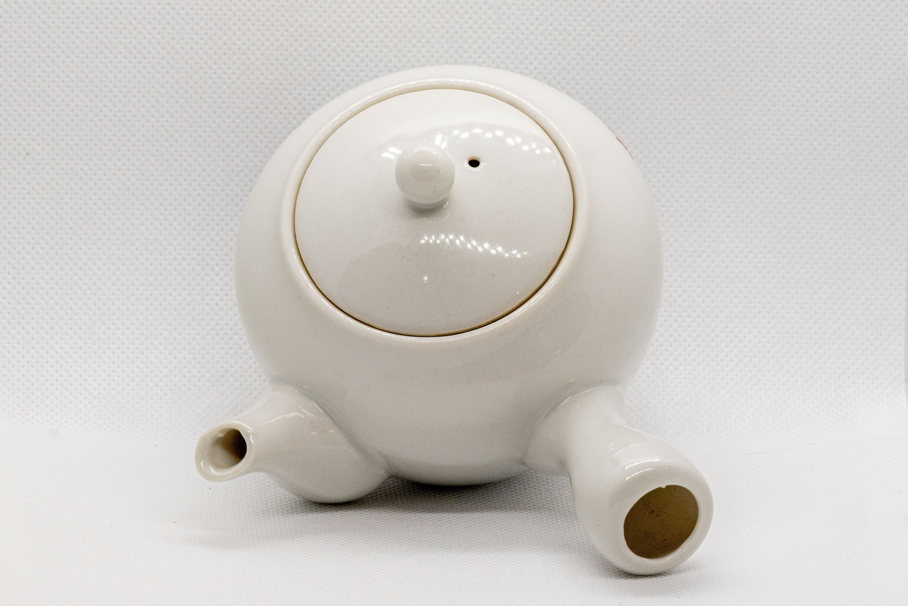 Japanese Kyusu - White Porcelain Teapot with Elegant Persimmon Decoration - 250ml - Tezumi