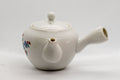 Tezumi — Japanese Kyusu - White Porcelain Teapot with Elegant Persimmon Decoration - 250ml — side view with the lid and side handle