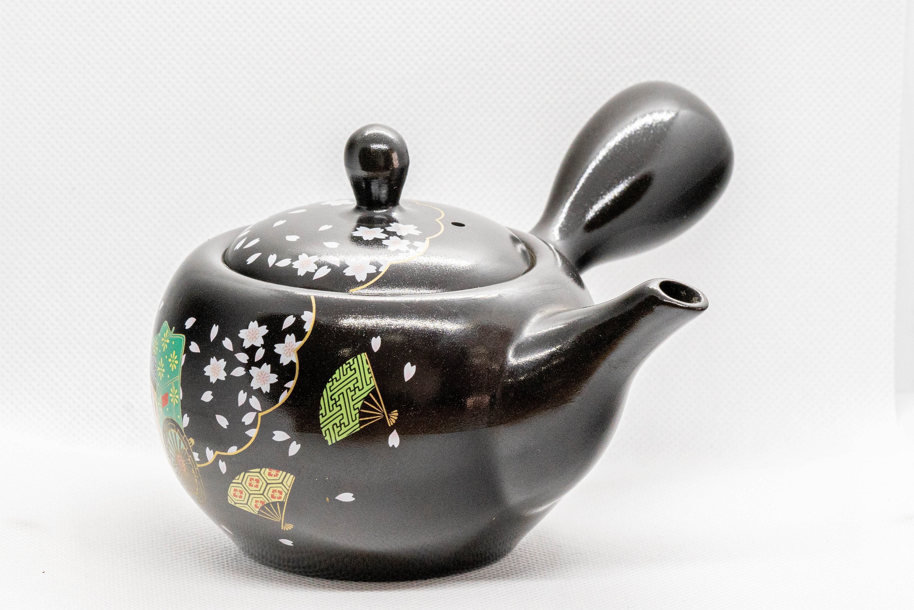 Japanese Kyusu - Sakura Cherry Blossom Black Kurodei Tokoname-yaki Teapot - 300ml