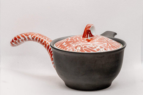 Tezumi — Japanese Kyusu - Floral Arita-yaki Basket-Infuser Teapot - 260ml — three-quarter view from the opposite side