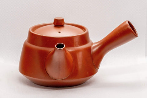 Japanese Tea Set - Red Shudei Tokoname-yaki Debeso Kyusu with 5 Teacups - Tezumi