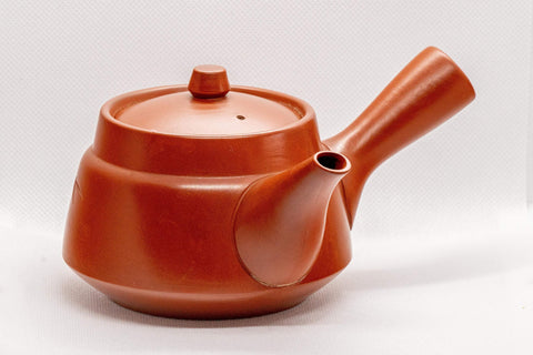 Japanese Tea Set - Red Shudei Tokoname-yaki Debeso Kyusu with 5 Teacups - Tezumi