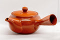Tezumi — Japanese Kyusu - Tokoname-yaki Ceramic Teapot with Mesh Strainer - 300ml — side view with the lid and side handle