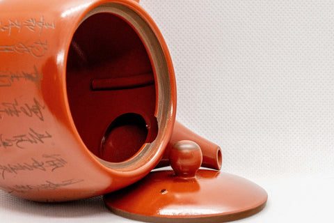 Tezumi — Japanese Kyusu - Tokoname-yaki Ceramic Teapot with Mesh Strainer - 300ml — top-down view of the lid