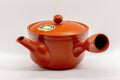 Japanese Kyusu - Red Shudei Tokoname-yaki Nozomi Teapot - 225ml - three-quarter view from above showing the lid