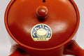 Japanese Kyusu - Red Shudei Tokoname-yaki Nozomi Teapot - 225ml - closeup of the lid and knob