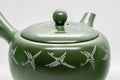 Japanese Kyusu - Green Tokoname Ceramic Teapot with Mesh Strainer - White Clay Mishima Inlay 290ml - Tezumi