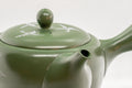 Japanese Kyusu - Green Tokoname Ceramic Teapot with Mesh Strainer - White Clay Mishima Inlay 290ml - Tezumi