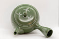 Japanese Kyusu - Green Tokoname Ceramic Teapot with Mesh Strainer - White Clay Mishima Inlay 290ml - Tezumi
