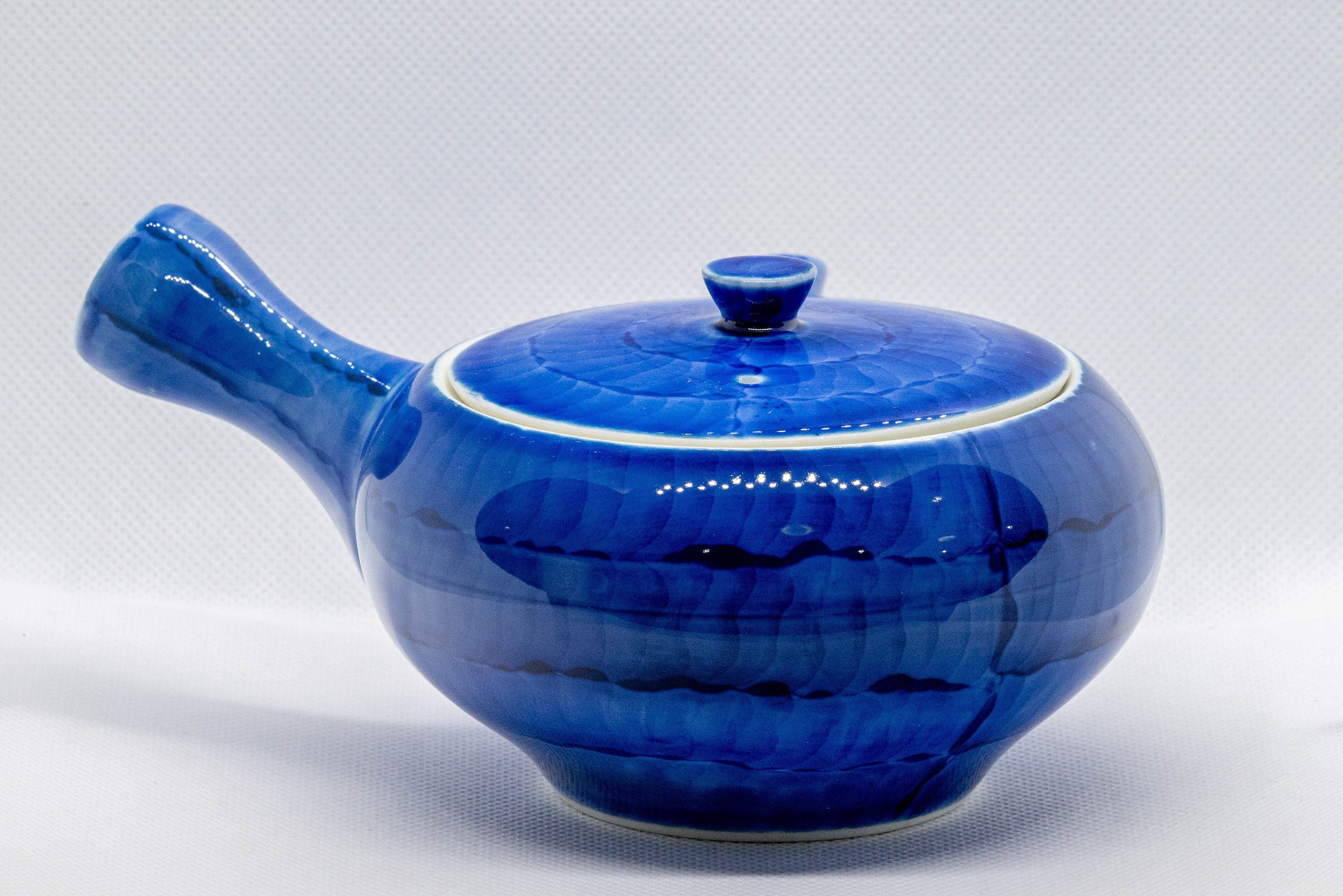 Japanese Kyusu - Arita-yaki Brushed Sapphire Blue - Porcelain Teapot - Tezumi