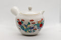 Tezumi — Japanese Kyusu - White Porcelain Teapot with Elegant Persimmon Decoration - 250ml — three-quarter view