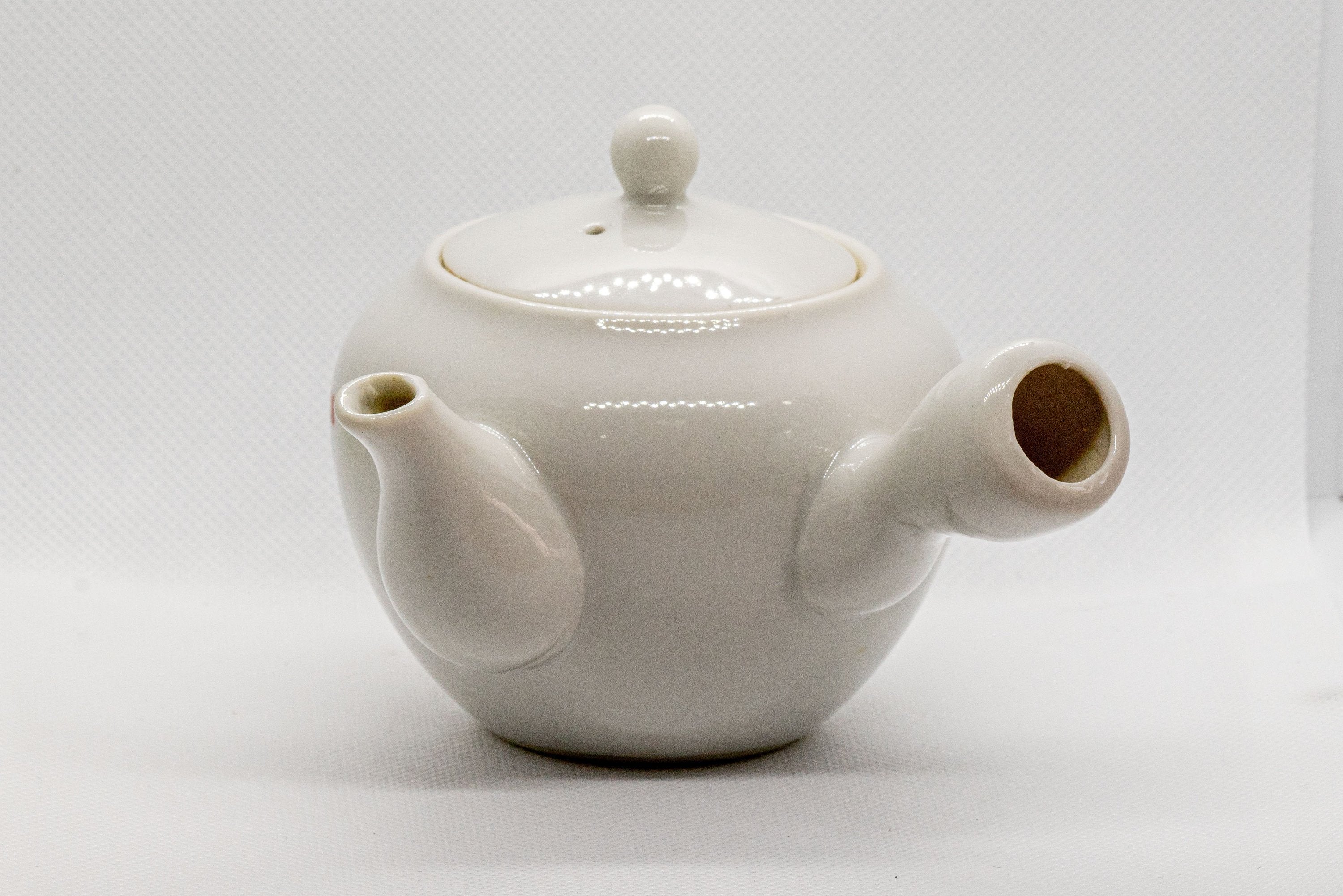 Japanese Kyusu - White Porcelain Teapot with Elegant Persimmon Decoration - 250ml - Tezumi