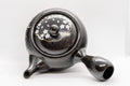 Japanese Kyusu - Sakura Cherry Blossom Black Kurodei Tokoname-yaki Teapot - 300ml - rear three-quarter view showing the side handle and spout