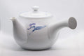Tezumi — Japanese Kyusu - White Arita-yaki Porcelain Teapot with Blue Orchid decorations - 475ml — three-quarter view