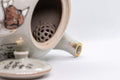 Tezumi — Japanese Kyusu - Maru-gata Teapot with Calligraphy, Gilding, and Painted Figures - 450ml — side view showing the spout