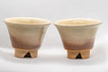 Japanese Teacups - Pair of Beige Glazed Senchawan - 75ml - angled view showing the interiors of both cups