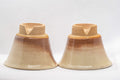 Japanese Teacups - Pair of Beige Glazed Senchawan - 75ml - view of the undersides and feet of the pair
