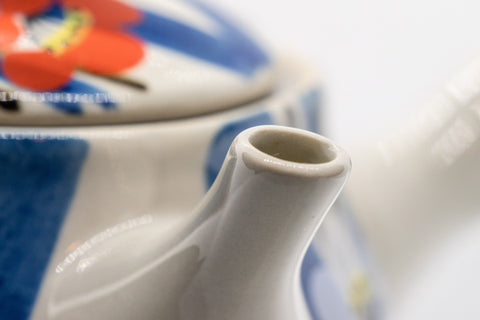 Japanese Kyusu - いろは Floral Striped Basket-Infuser Teapot - 375ml