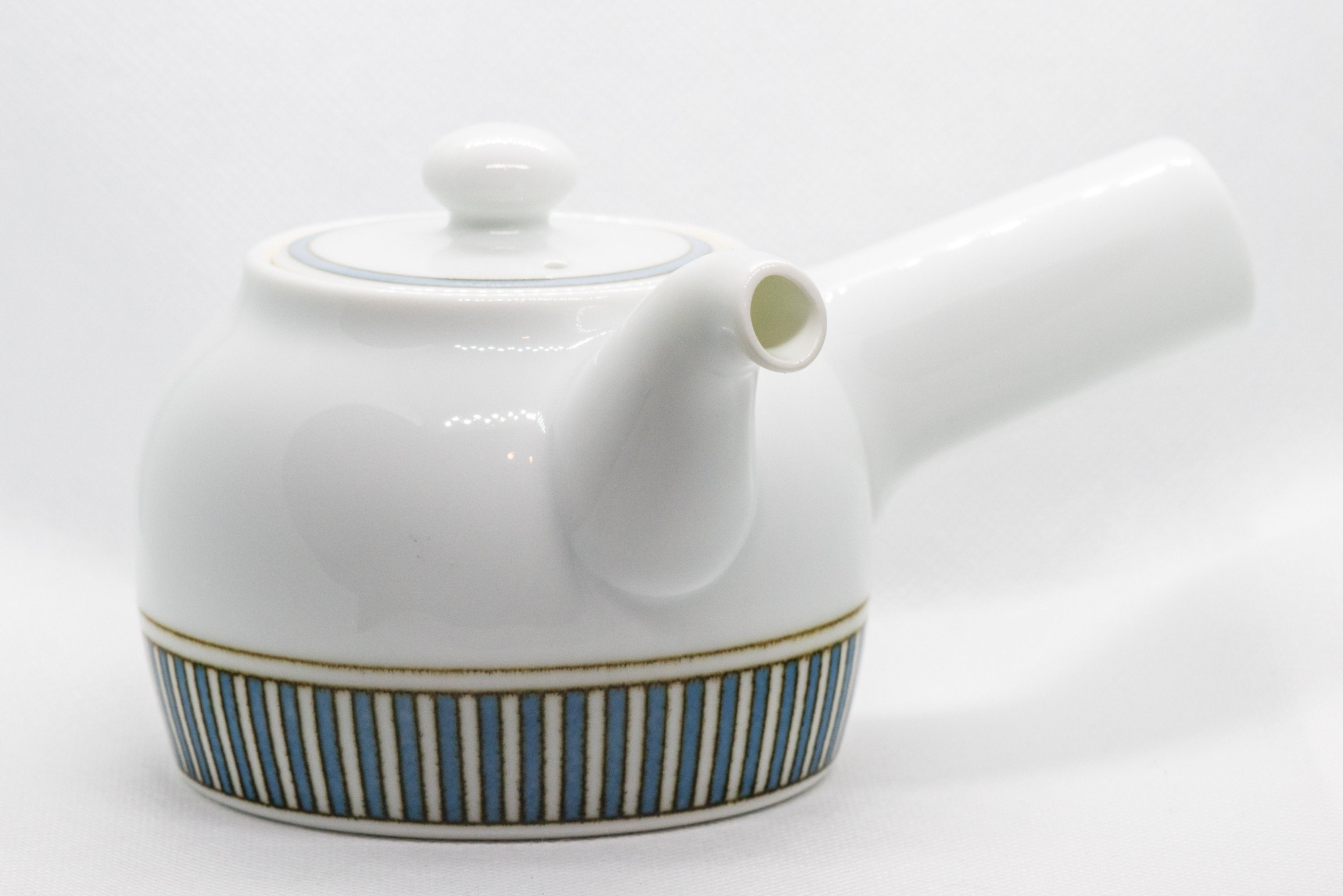 Japanese Kyusu - Porcelain Striped Debeso Teapot - 350ml - Tezumi