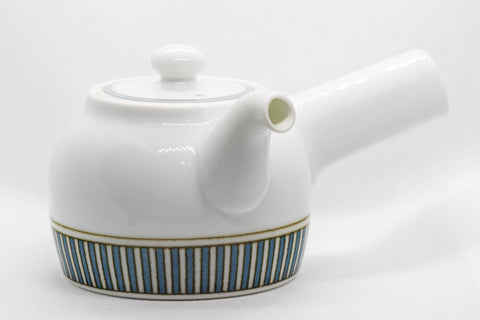 Tezumi — Japanese Kyusu - Porcelain Striped Debeso Teapot - 350ml — three-quarter view