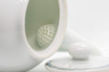 Tezumi — Japanese Kyusu - Porcelain Striped Debeso Teapot - 350ml — top-down view of the lid