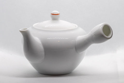 Tezumi — Japanese Kyusu - Persimmon Porcelain Arita-yaki Debeso Teapot - 315ml — side view with the lid and side handle