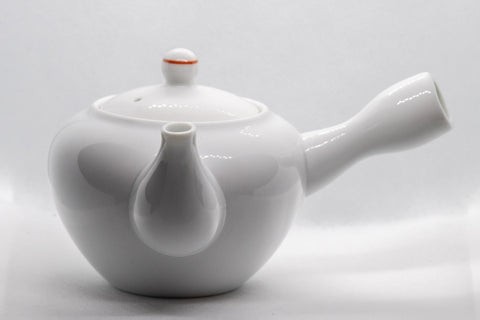 Tezumi — Japanese Kyusu - Persimmon Porcelain Arita-yaki Debeso Teapot - 315ml — side view showing the spout