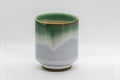 Tezumi — Japanese Teacup - Agano-yaki - Green Tsutsu-gata Yunomi - 180ml — front view from another angle