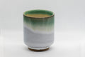 Tezumi — Japanese Teacup - Agano-yaki - Green Tsutsu-gata Yunomi - 180ml — three-quarter view