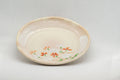 Japanese Teacups - Pair of Beige Floral Yunomi with Saucers - 150ml - a saucer viewed from above