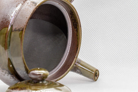 Japanese Kyusu - 萬古焼 Green Ash Glazed Banko-yaki Teapot - 215ml