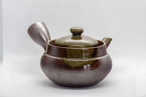 Japanese Kyusu - 萬古焼 Green Ash Glazed Banko-yaki Teapot - 215ml