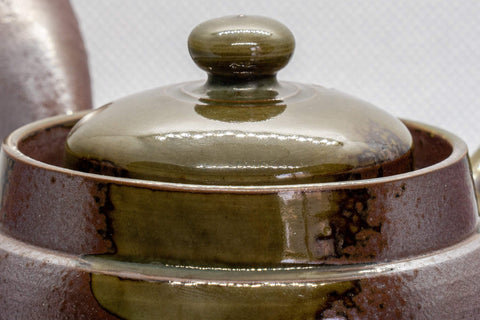 Japanese Kyusu - 萬古焼 Green Ash Glazed Banko-yaki Teapot - 215ml