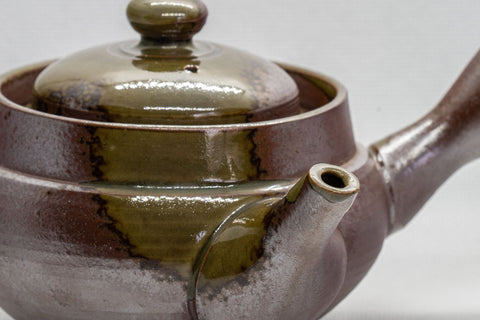 Japanese Kyusu - 萬古焼 Green Ash Glazed Banko-yaki Teapot - 215ml