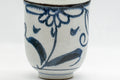 Japanese Teacups - Pair of Floral Tsutsu-gata Yunomi - 150ml - closeup of a single cup's floral design