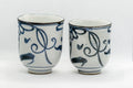 Japanese Teacups - Pair of Floral Tsutsu-gata Yunomi - 150ml - the pair of cups, alternate view