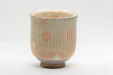 Japanese Teacup - Tachikichi Tsutsu-gata Yunomi - 210ml - front view of the fluted stoneware teacup
