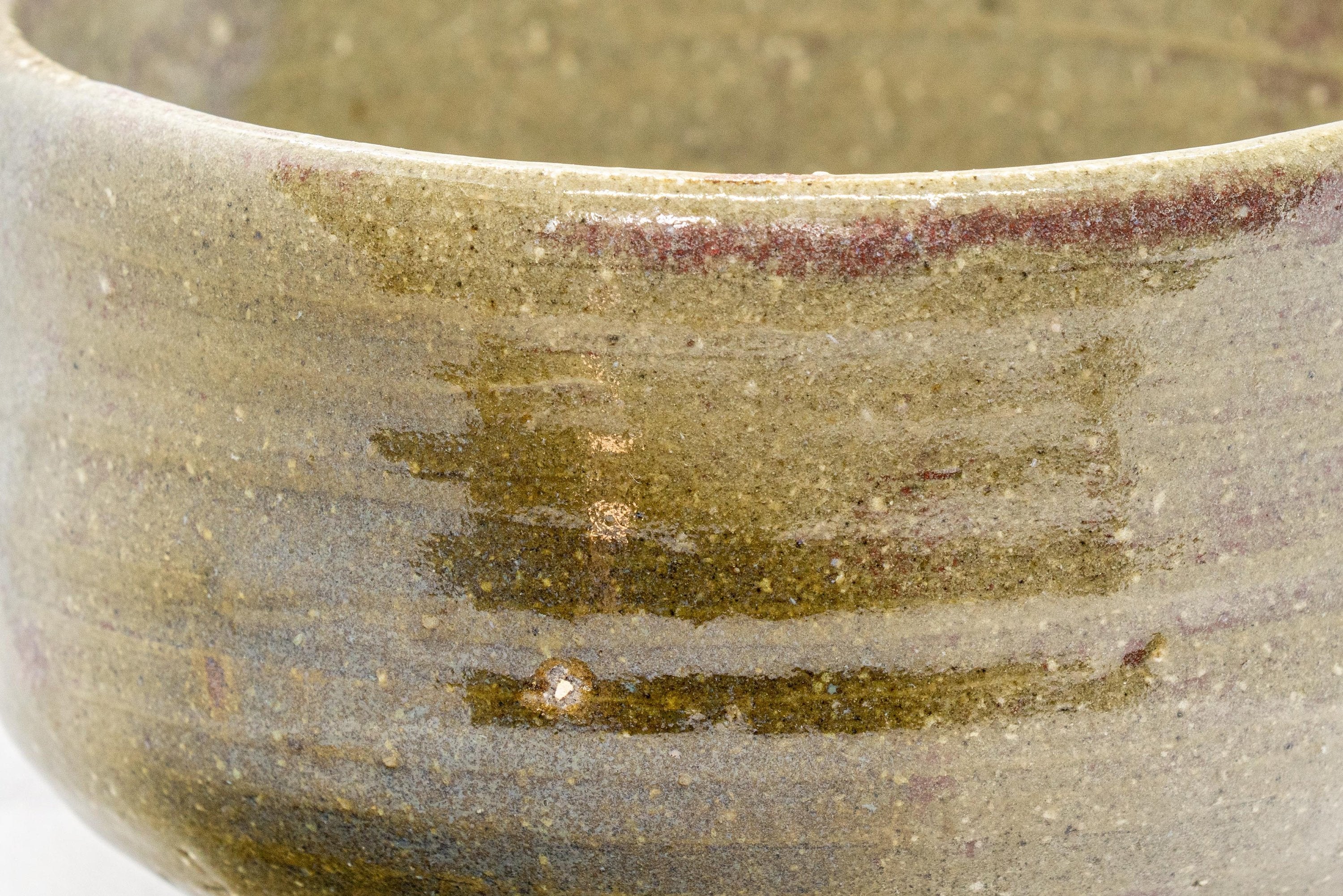 Japanese Matcha Bowl - Olive Green Hantsutsu-gata Chawan - 450ml - Tezumi
