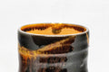 Japanese Teacup - Drip-Glazed Tsutsu-gata Yunomi - 160ml - top-down view showing the crazed orange interior
