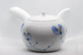 Japanese Kyusu - White Porcelain Blue Orchids Teapot - 375ml - side view from the spout