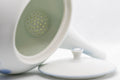 Japanese Kyusu - White Porcelain Blue Orchids Teapot - 375ml - view of the interior showing the ceramic strainer